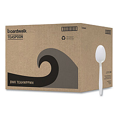 Boardwalk Heavyweight Polypropylene Cutlery, Spoon, Plastic, White, 1,000/Carton (TEAHWPPWH)