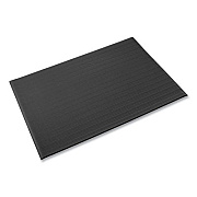 Crown Ribbed Vinyl Anti-Fatigue Mat, Rectangular, Black Ribbed Surface, 36" x 12 ft (FL3612BK)