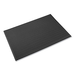 Crown Ribbed Vinyl Anti-Fatigue Mat, Rectangular, Black Ribbed Surface, 36" x 12 ft (FL3612BK)