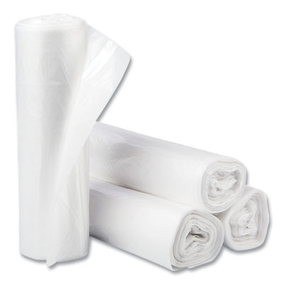 Inteplast Group High-Density Commercial Can Liners, 30 gal, 10 mic, 30" x 37", Clear, Interleaved Roll, 25 Bags/Roll, 20 Rolls/Carton (S303710N)
