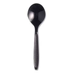 SOLO Reliance Mediumweight Cutlery, Soup Spoon, Plastic, Black, 1,000/Carton (RSKS0004)