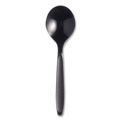 SOLO Reliance Mediumweight Cutlery, Soup Spoon, Plastic, Black, 1,000/Carton (RSKS0004)