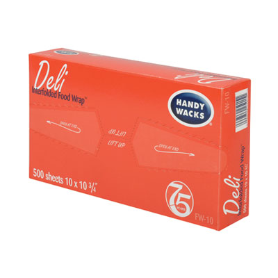 Handy Wacks Interfolded Food Wrap Deli Sheets, 10.75 x 10, 500/Box, 12 Boxes/Carton (FW10)