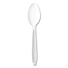 SOLO Impress Heavyweight Full-Length Polystyrene Cutlery, Spoon, Plastic, White, 100/Box (HSWTX0007BX)