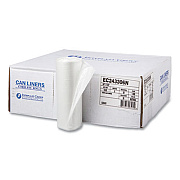 Inteplast Group High-Density Commercial Can Liners, 16 gal, 6 mic, 24" x 33", Natural, Perforated Roll, 50 Bags/Roll, 20 Rolls/Carton (EC243306N)