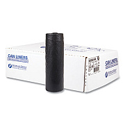 Inteplast Group High-Density Commercial Can Liners, 33 gal, 16 mic, 33" x 40", Black, Interleaved Roll, 25 Bags/Roll, 10 Rolls/Carton (S334016K)