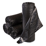 Inteplast Group High-Density Commercial Can Liners, 55 gal, 22.1 mic, 36" x 60", Black, Interleaved Roll, 25 Bags/Roll, 6 Rolls/Carton (S366022K)