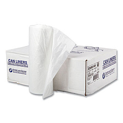 Inteplast Group High-Density Commercial Can Liners, 60 gal, 14 mic, 38" x 60", Clear, Interleaved Roll, 25 Bags/Roll, 8 Rolls/Carton (S386014N)