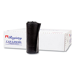 Inteplast Group High-Density Commercial Can Liners, 60 gal, 17 mic, 38" x 60", Black, Interleaved Roll, 25 Bags/Roll, 8 Rolls/Carton (S386017K)