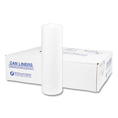 Inteplast Group High-Density Commercial Can Liners, 45 gal, 14 mic, 40" x 48", Clear, Interleaved Roll, 25 Bags/Roll, 10 Rolls/Carton (S404814N)