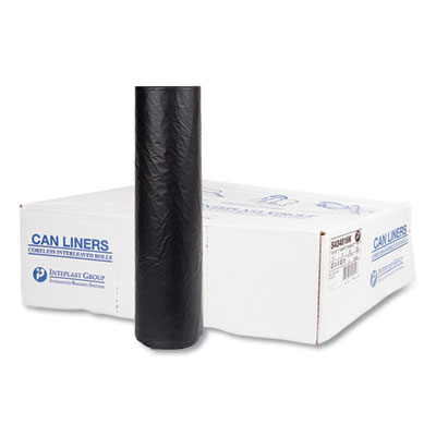 Inteplast Group High-Density Commercial Can Liners, 56 gal, 16 mic, 43" x 48", Black, Interleaved Roll, 25 Bags/Roll, 8 Rolls/Carton (S434816K)