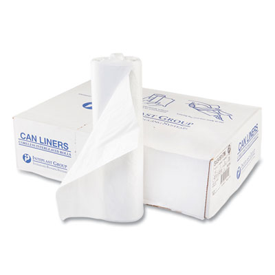 Inteplast Group High-Density Commercial Can Liners, 56 gal, 17 mic, 43" x 48", Clear, Interleaved Roll, 25 Bags/Roll, 8 Rolls/Carton (S434817N)