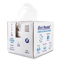 Inteplast Group Food and Utility Bags, 2 gal, 8" x 4" x 18", Clear, 1,000/Carton (PB080418XH)
