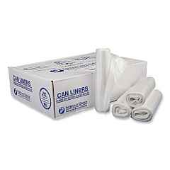 Inteplast Group High-Density Commercial Can Liners, 30 gal, 16 mic, 30" x 37", Clear, Interleaved Roll, 25 Bags/Roll, 20 Rolls/Carton (S303716N)