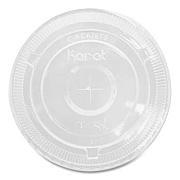 Karat PET Lids, Flat with Straw Slot, Fits 32 oz Cold Cups, Plastic, Clear, 500/Carton (CKC107TS)