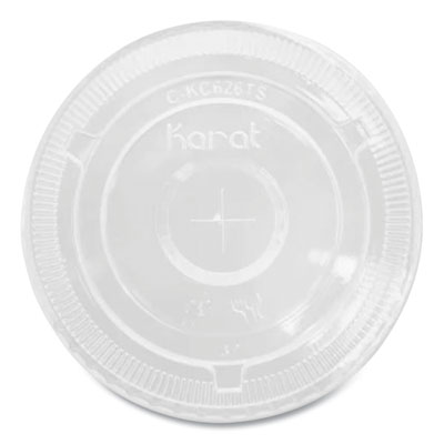 Karat PET Lids, Flat with Straw Slot, Fits 32 oz Cold Cups, Plastic, Clear, 500/Carton (CKC107TS)