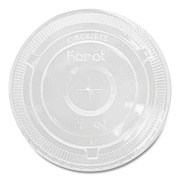 Karat PET Lids, Flat with Straw Slot, Fits 12 oz to 24 oz Cold Cups, Plastic, Clear, 1,000/Carton (CKC626TS)