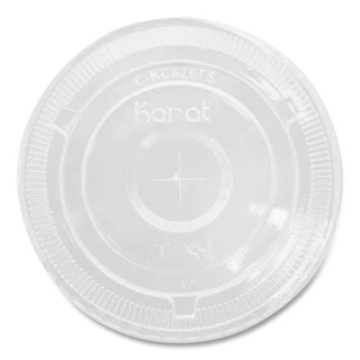 Karat PET Lids, Flat with Straw Slot, Fits 12 oz to 24 oz Cold Cups, Plastic, Clear, 1,000/Carton (CKC626TS)