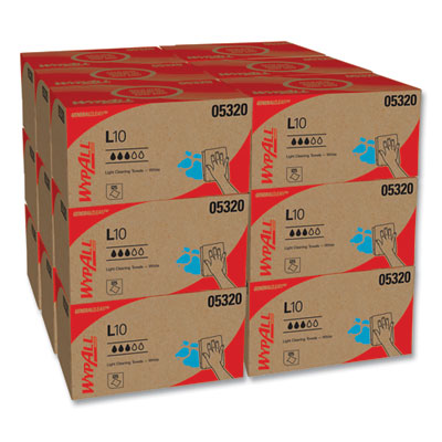 WypAll L10 Towels, POP-UP Box, 1-Ply, 9 x 10.5, White, 125/Box, 18 Boxes/Carton (05320)
