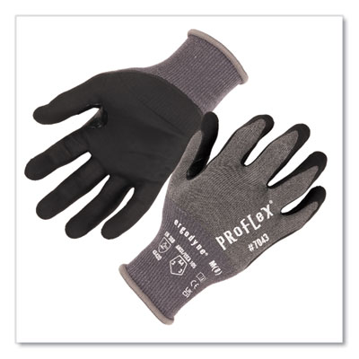 ergodyne ProFlex 7043 ANSI A4 Nitrile Coated CR Gloves, EN388: 4X42D, 9" Long, Large, Gray, 12 Pairs (10514)