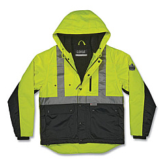 ergodyne GloWear 8275 Class 2 Heavy-Duty Hi-Vis Workwear Sherpa Lined Jacket, Medium, Lime (23973)