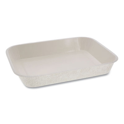 Pactiv Evergreen Pressware Classic Stoneware Dual-Ovenable Paperboard Tray, 45 oz, 9.97 x 7.47 x 1.5, White with Brown Specks, 250/Carton (PCS7014XP)