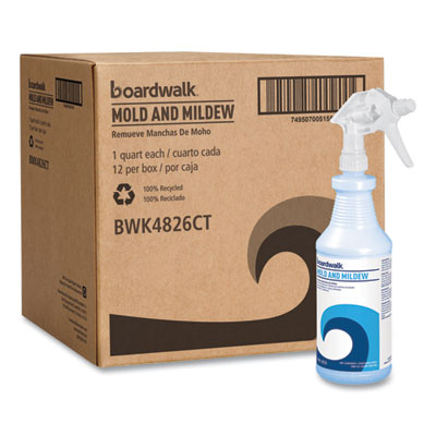 Boardwalk Mold and Mildew Remover with Bleach, Ready to Use, Floral Scent, 32 oz Bottle, 12/Carton (4826)