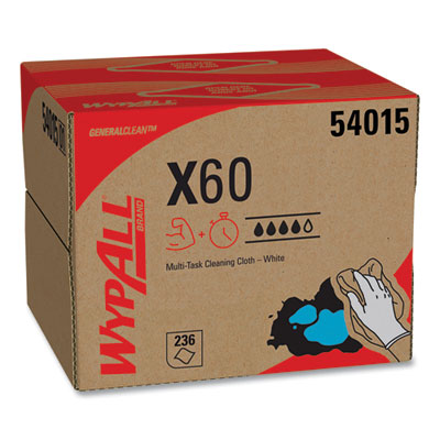WypAll General Clean X60 Cloths, 12.5 x 16.8, White, 236/Carton (54015)