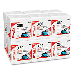 WypAll General Clean X60 Cloths, 1/4 Fold, 12.5 x 13, White, 76/Box, 12 Boxes/Carton (34865)