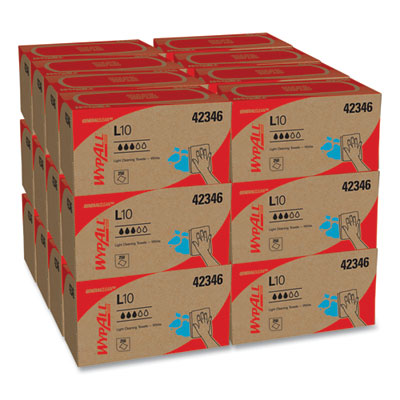 WypAll L10 Towels, POP-UP Box, 1-Ply, 10.25 x 9, White, 250/Box, 24 Boxes/Carton (42346)
