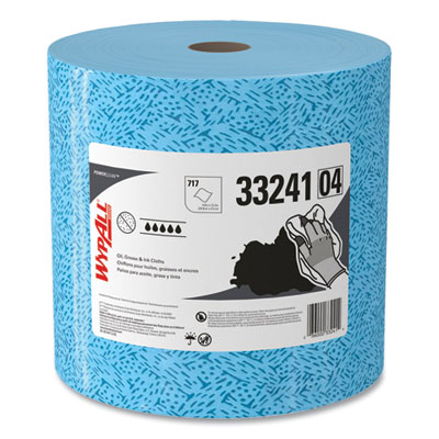 WypAll Power Clean Oil, Grease and Ink Cloths, Jumbo Roll, 9.8 x 12.2, Blue, 717/Roll (33241)