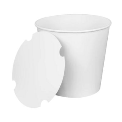 Karat Food Bucket with Lid, 170 oz, 8.9" Diameter x 8.36" h, White, Paper, 150/Carton (CFB170WBNDL)