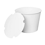 Karat Food Bucket with Lid, 130 oz, 8.46" Diameter x 6.6" h, White, Paper, 150/Carton (CFB130WBNDLE)