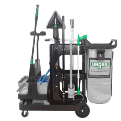Unger DeepCleanRx Janitorial Carts, Plastic, 3 Shelves, 24 x 26 x 26, Black (CRTDC)