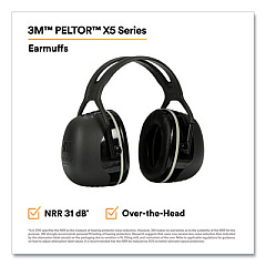 3M PELTOR X Series Earmuffs, Model X5A, 31 dB NRR, Black