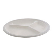 Pactiv Evergreen EarthChoice PFAS Free Compostable Dinnerware, 3-Compartment Plate, Sugarcane, 10.25" dia, Natural, 500/Carton (MC50044PFREE)