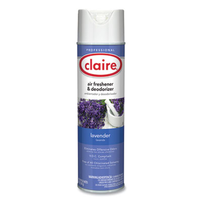 Claire Aerosol Air Freshener and Deodorizer, Lavender, 10 oz Aerosol Spray, 12 Cans (191)