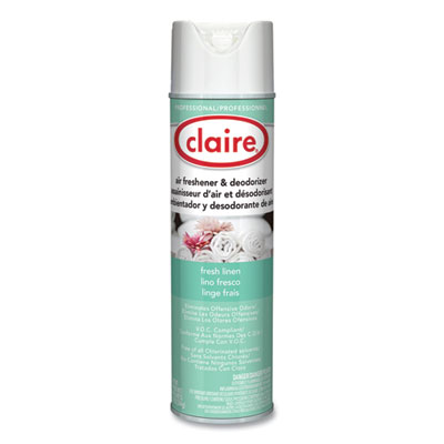 Claire Aerosol Air Freshener and Deodorizer, Fresh Linen, 10 oz Aerosol Spray, 12 Cans (163)
