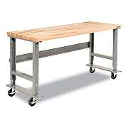 Global Industrial Light Duty Butcher Block Top Adjustable Height Workbench, 800 lbs, 72 x 30 x 36 to 43, Gray (183168A)