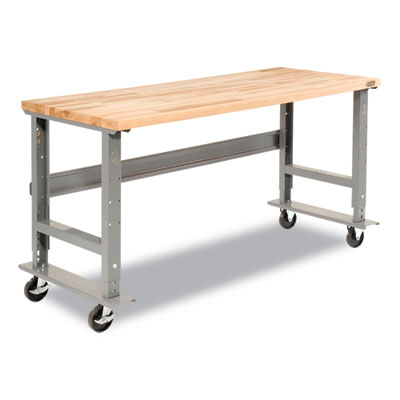 Global Industrial Light Duty Butcher Block Top Adjustable Height Workbench, 800 lbs, 72 x 30 x 36 to 43, Gray (183168A)