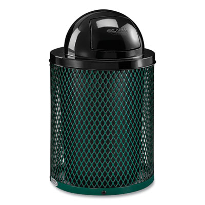 Global Industrial Outdoor Diamond Steel Trash Can, 36 gal, Dome Lid, Green (261948GN)