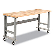 Global Industrial Light Duty Butcher Block Top Adjustable Height Workbench, 800 lbs, 60 x 30 x 36 to 43, Gray (183166A)