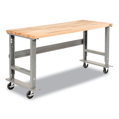 Global Industrial Light Duty Butcher Block Top Adjustable Height Workbench, 800 lbs, 60 x 30 x 36 to 43, Gray (183166A)