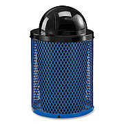 Global Industrial Outdoor Diamond Steel Trash Can, 36 gal, Dome Lid, Blue (261948BL)