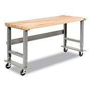 Global Industrial Light Duty Butcher Block Top Adjustable Height Workbench, 800 lbs, 48 x 30 x 36 to 43, Gray (183149A)