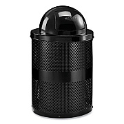 Global Industrial Outdoor Perforated Steel Trash Can with Dome Lid, 36 gal, Steel, Black (261949BK)