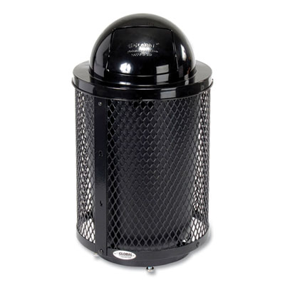Global Industrial Outdoor Diamond Steel Trash Can with Base, 36 gal, Black (261948BKD)