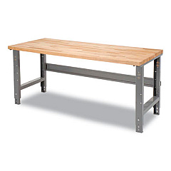 Global Industrial Standard Duty Butcher Block Top Adjustable Height Workbench, 2,000 lbs, 60 x 30 x 30.88 to 36.88, Gray (183166)