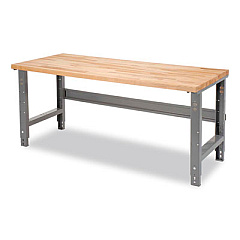 Global Industrial Standard Duty Butcher Block Top Adjustable Height Workbench, 2,000 lbs, 60 x 30 x 30.88 to 36.88, Birch/Gray (318912GY)