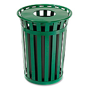 Global Industrial Outdoor Slatted Steel Trash Can, 36 gal, Green (237726GN)